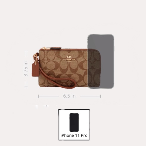 🆕 Double Corner Zip Wristlet In Signature Canvas - Picture 3 of 3